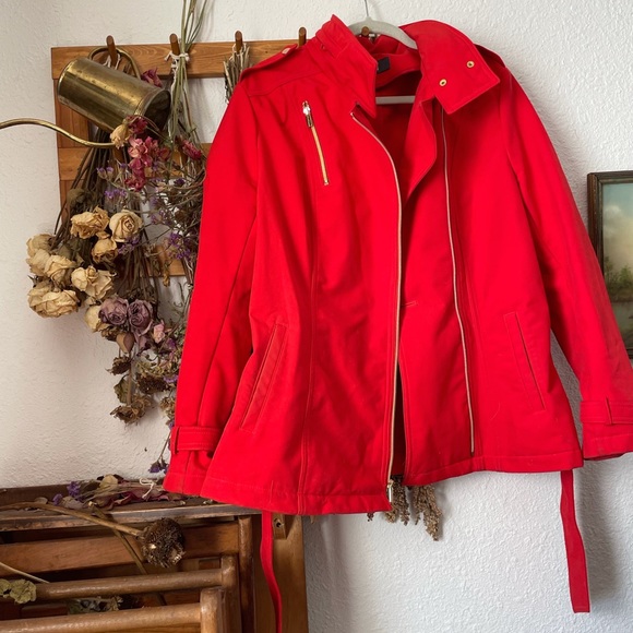 Kenneth Cole Reaction Jackets & Blazers - Poppy Red Rain Jacket with Flannel Lining